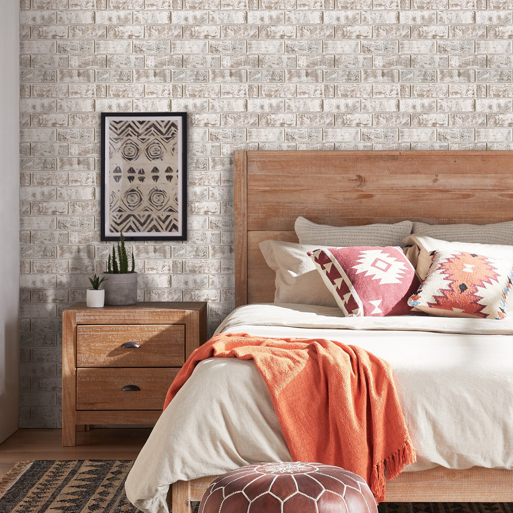 3D Brown Whitewash Brick Wall Panels Peel and Stick
