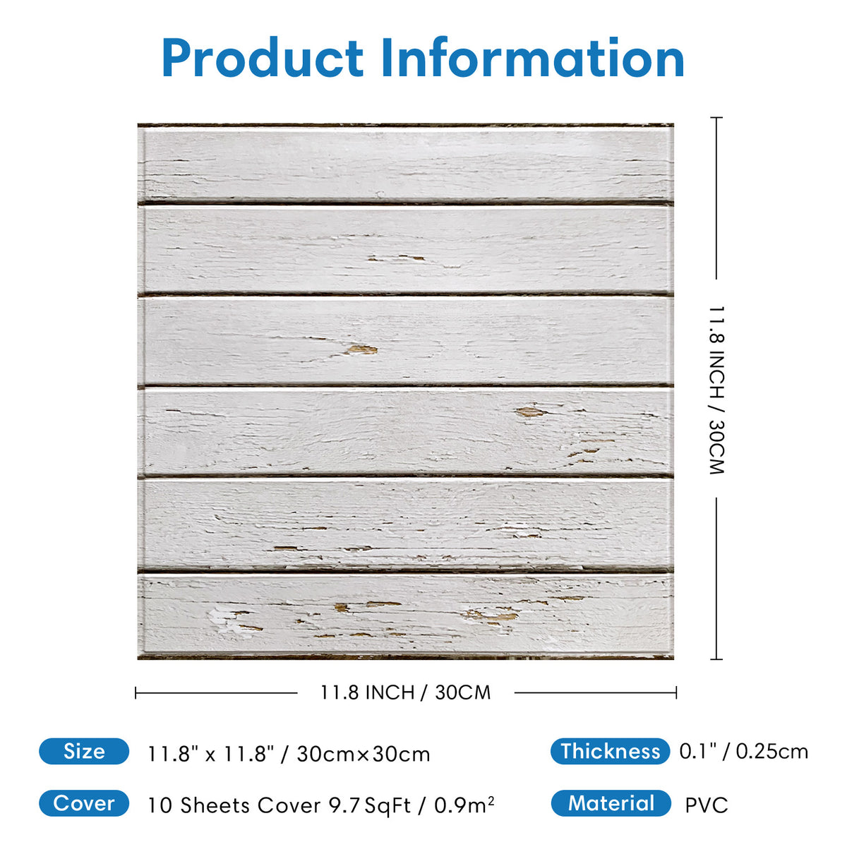 3D White Wood Grain Wall Panels Peel and Stick