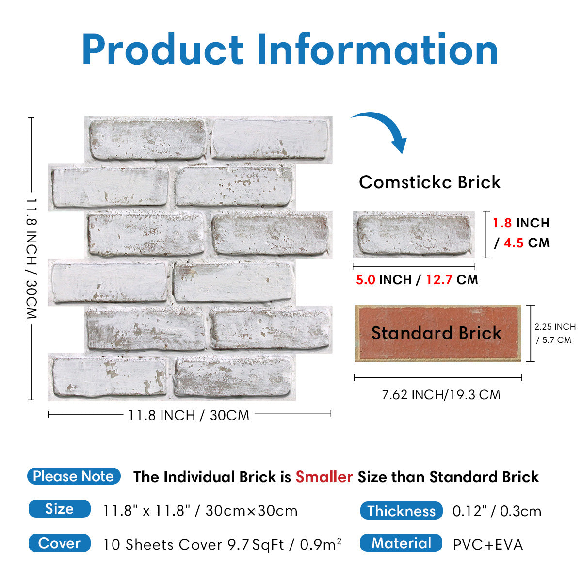 3D Lavender Gray Whitewash Brick Wall Panels Peel and Stick
