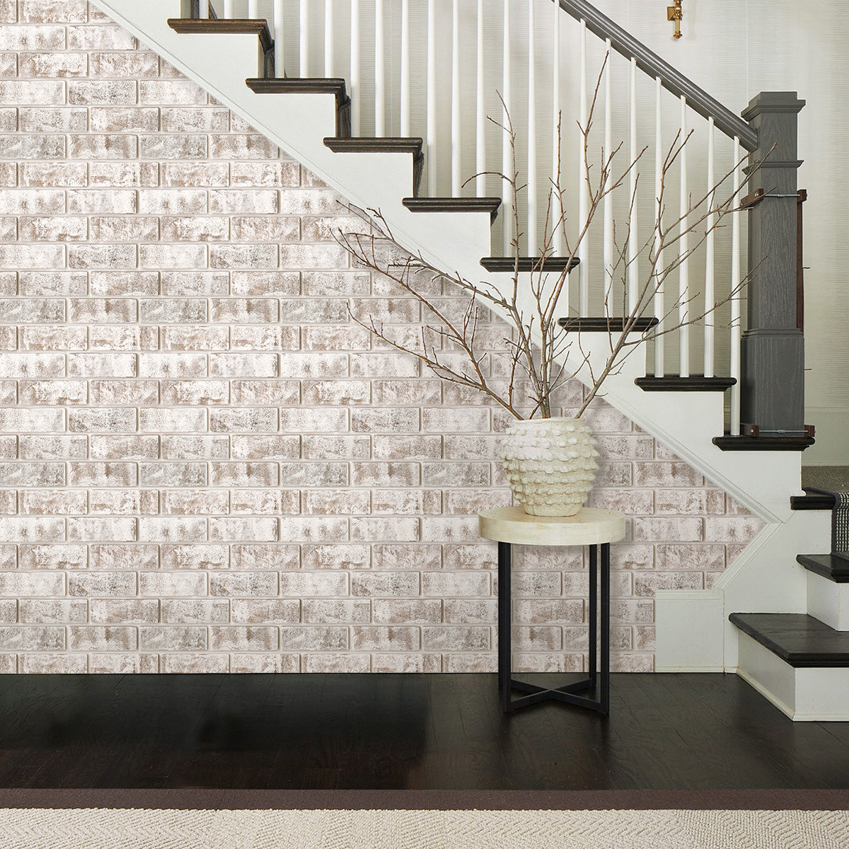 3D Brown Whitewash Brick Wall Panels Peel and Stick