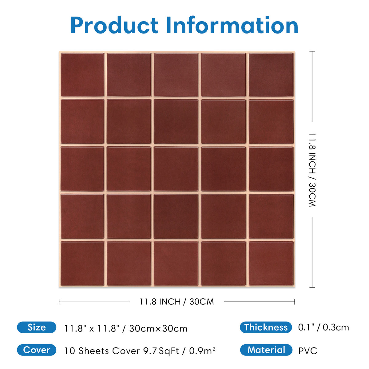 3D Red Square Wall Panels Peel and Stick