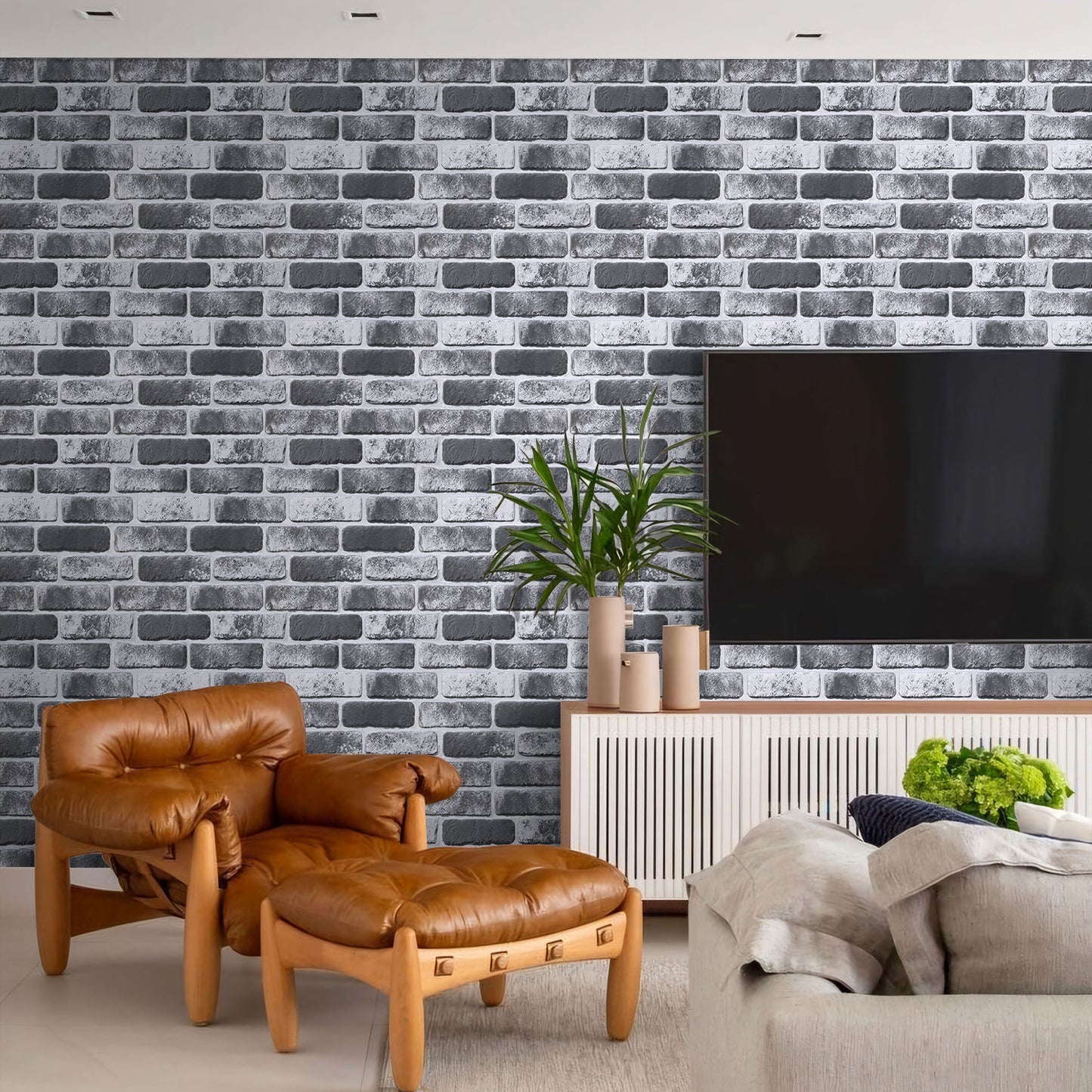 3D Grey Black Whitewash Brick Wall Panels Peel and Stick