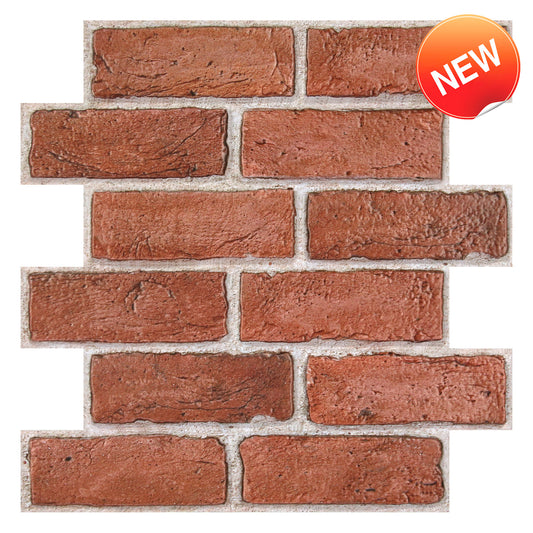 3D Classic Red Brick Wall Panels Peel and Stick