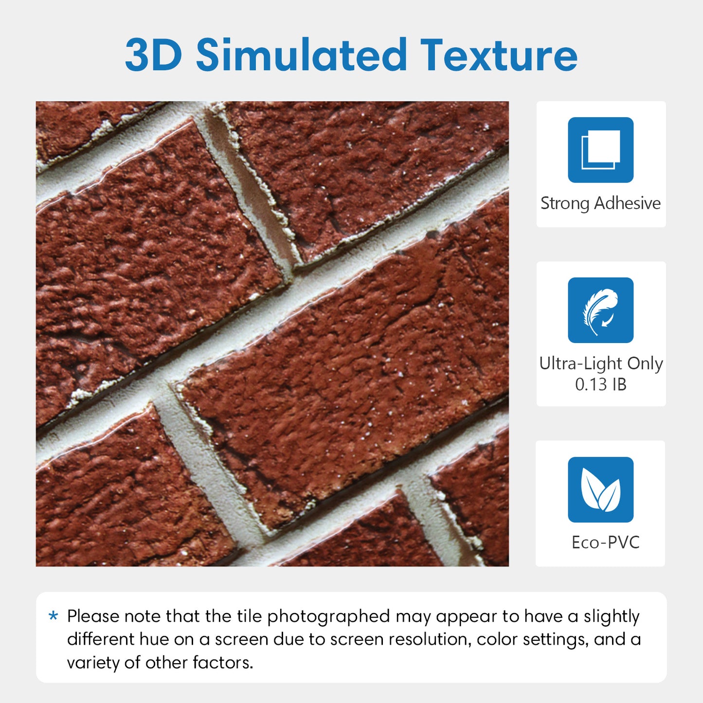 3D Dark Red Brick Wall Panels Peel and Stick