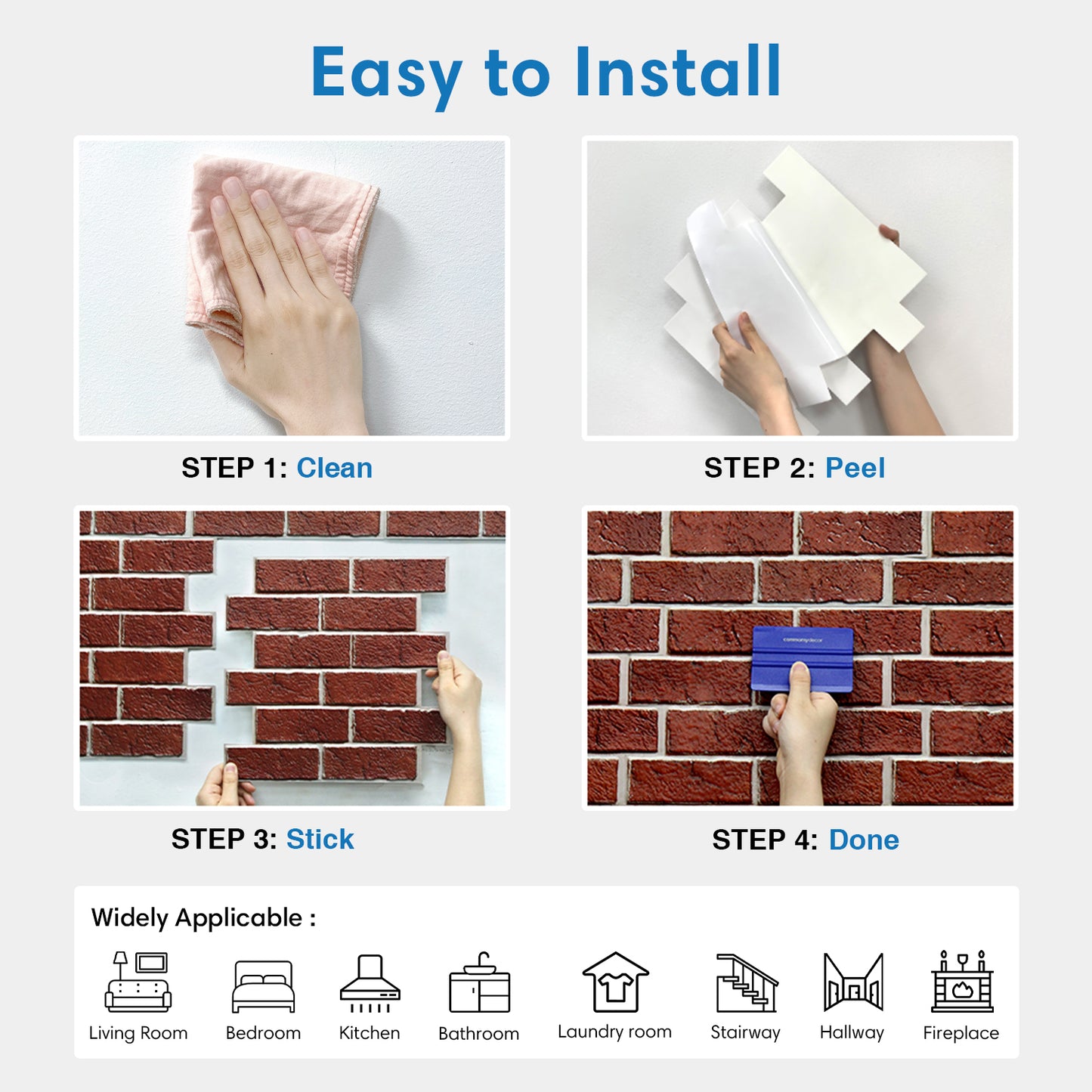 3D Dark Red Brick Wall Panels Peel and Stick