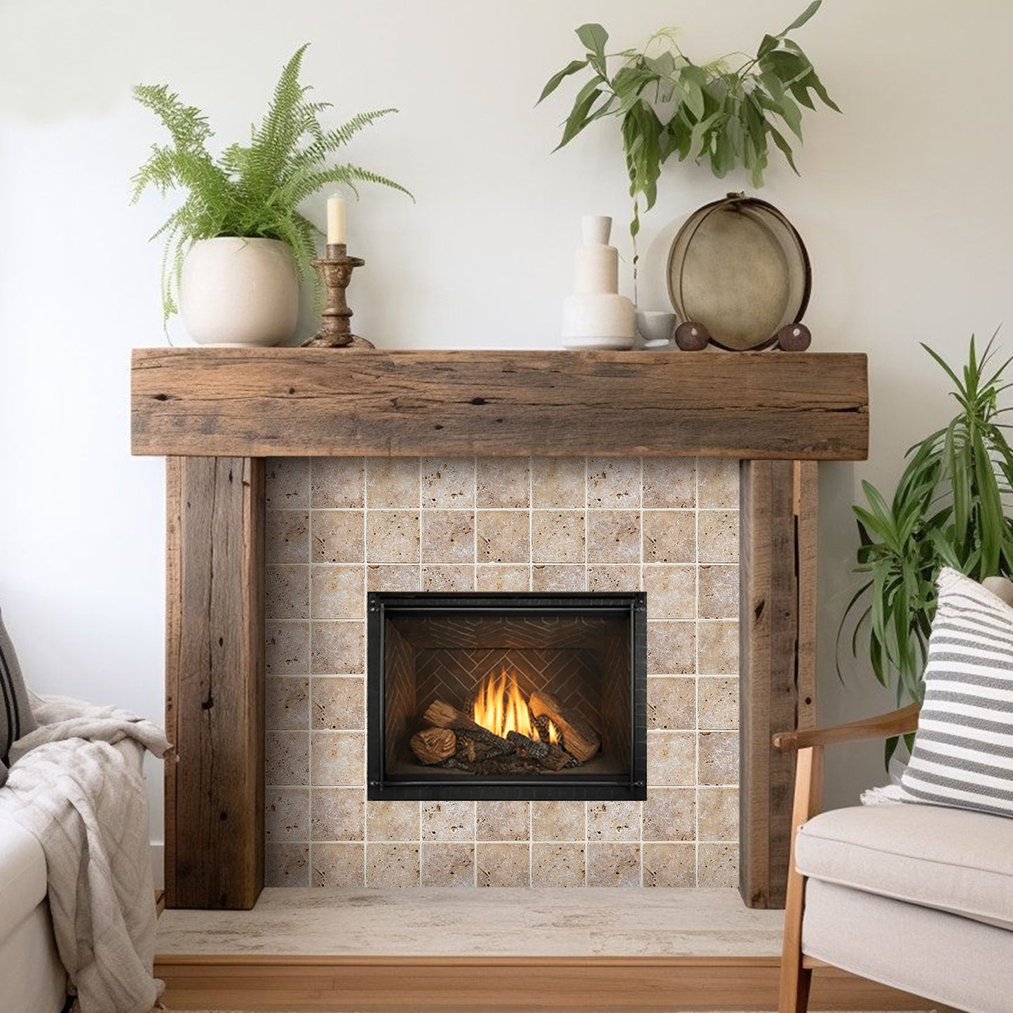 3D Rock Stone Square Wall Panels Peel and Stick