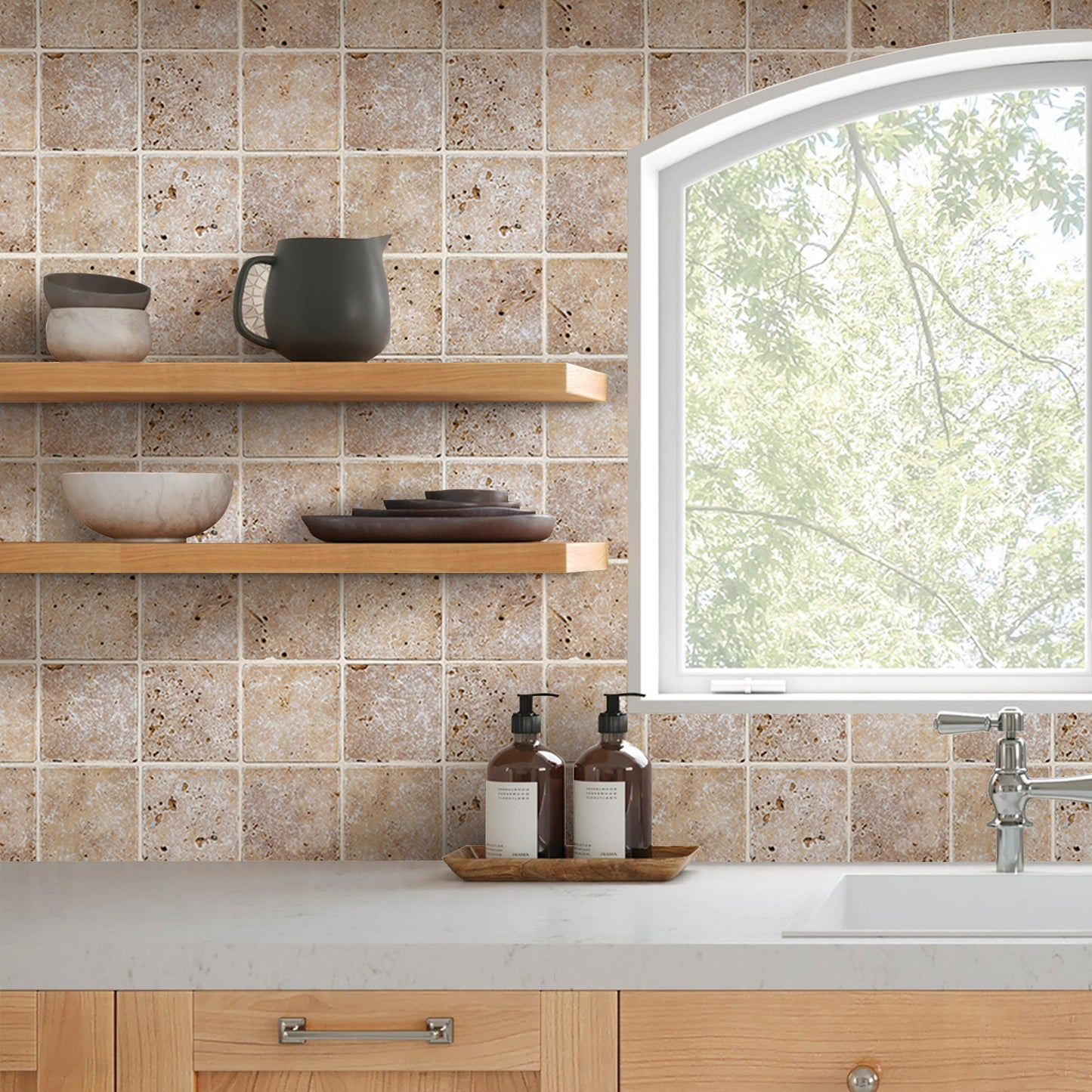 3D Rock Stone Square Wall Panels Peel and Stick