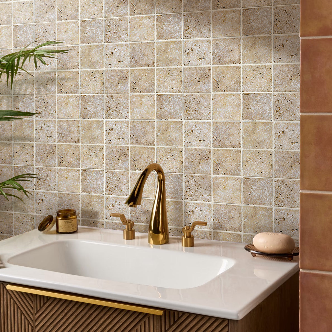 3D Rock Stone Square Wall Panels Peel and Stick