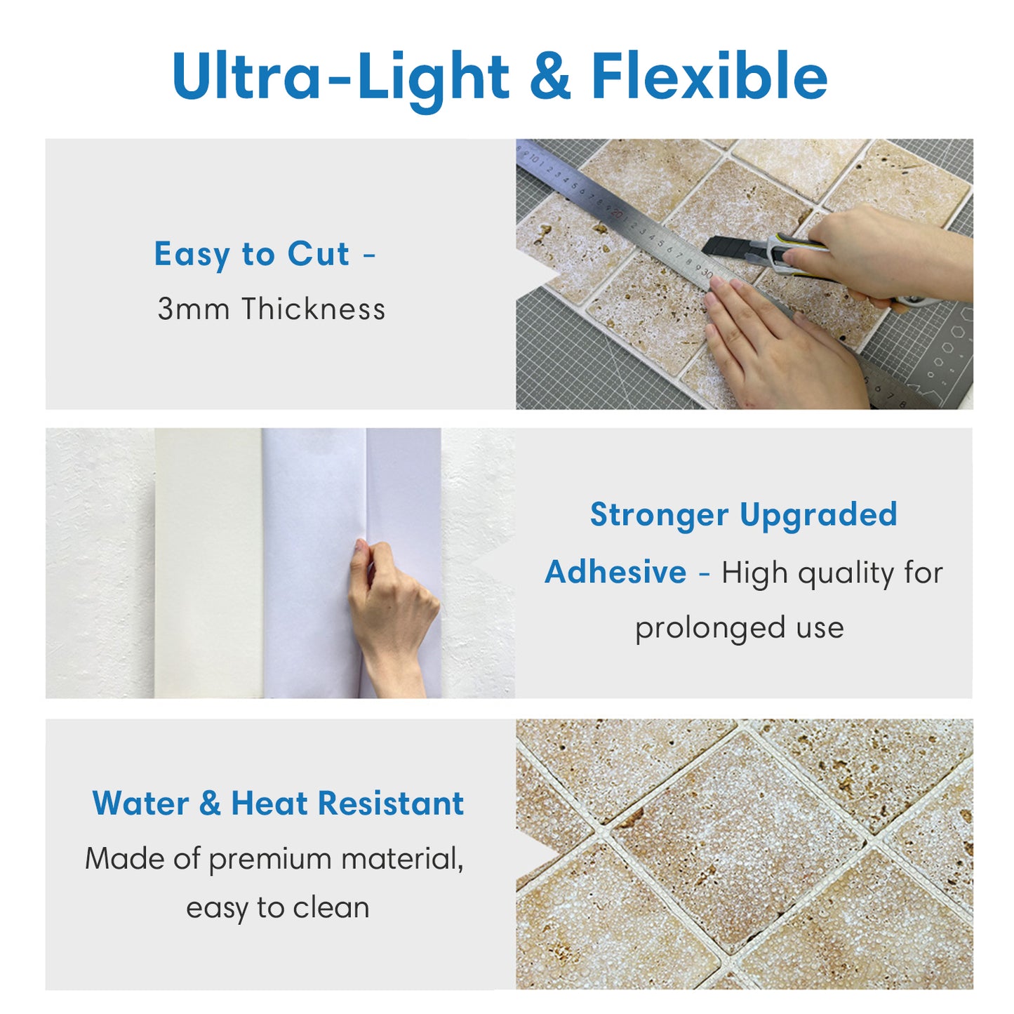 3D Rock Stone Square Wall Panels Peel and Stick