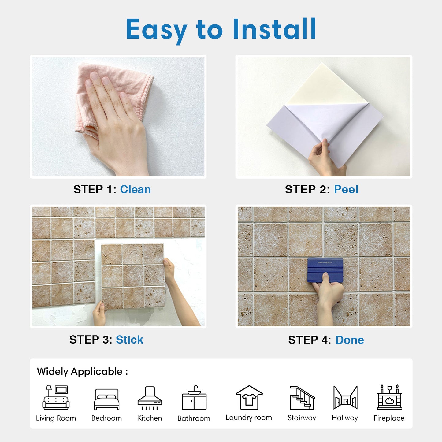 3D Rock Stone Square Wall Panels Peel and Stick