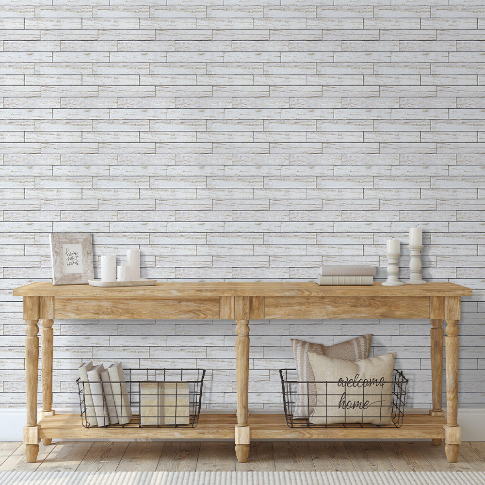3D White Shiplap Wood Wall Panels Peel and Stick