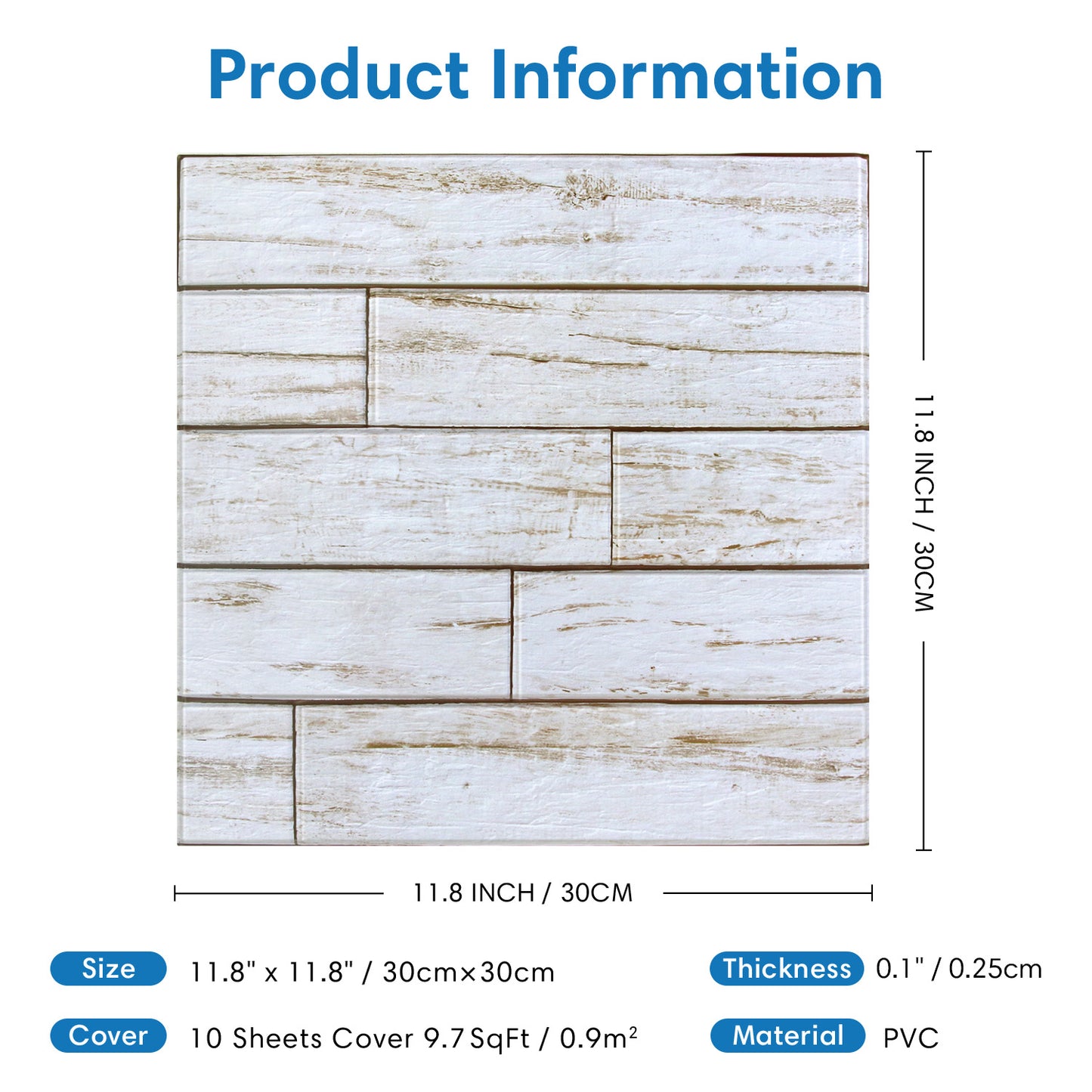 3D White Shiplap Wood Wall Panels Peel and Stick