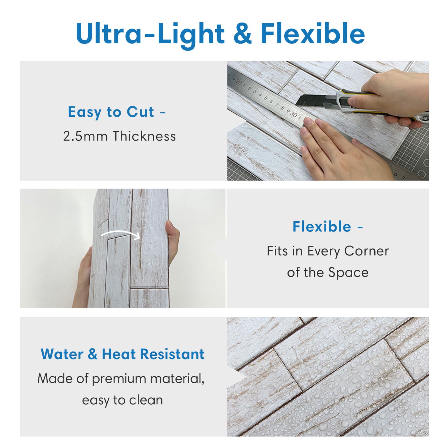 3D White Shiplap Wood Wall Panels Peel and Stick