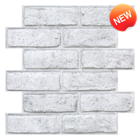 3D White and Gray Brick Wall Panels Peel and Stick