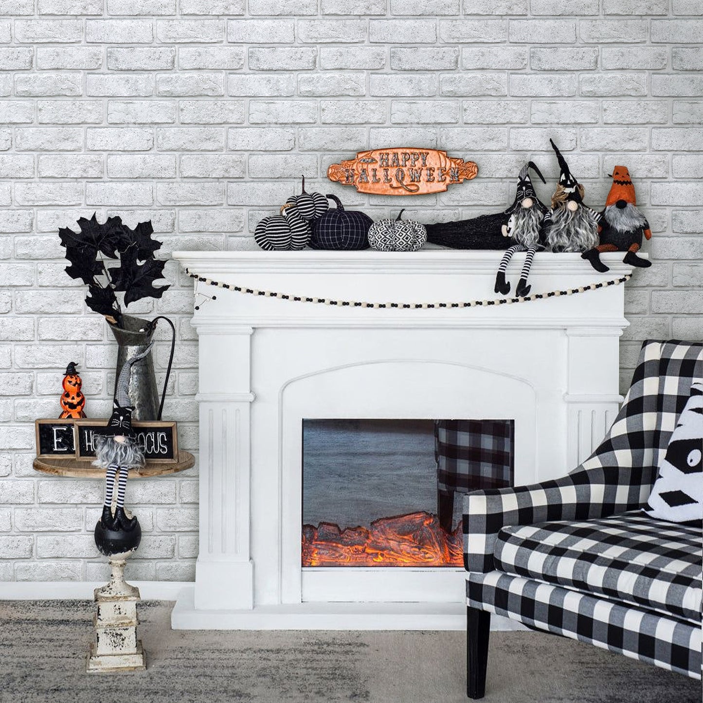 3D White and Gray Brick Wall Panels Peel and Stick