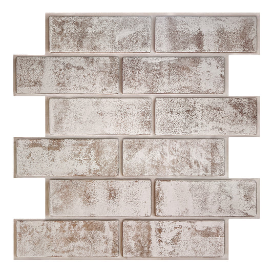 3D Brown Whitewash Brick Wall Panels Peel and Stick