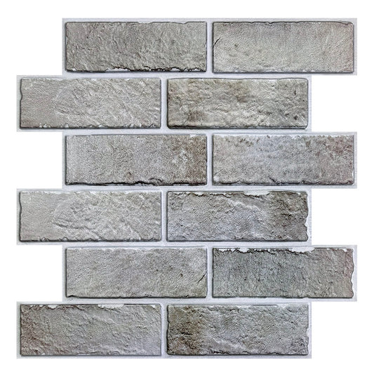 3D Distressed Neutral Brick Wall Panels Peel and Stick