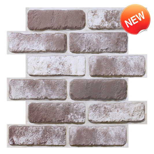 3D Mocha Whitewash Brick Wall Panels Peel and Stick