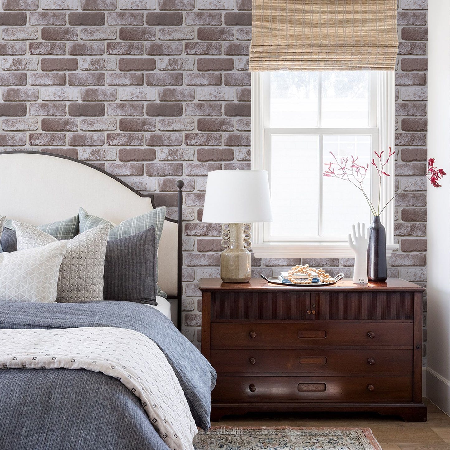 3D Mocha Whitewash Brick Wall Panels Peel and Stick