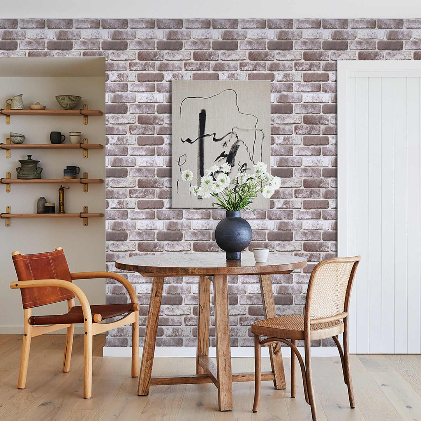3D Mocha Whitewash Brick Wall Panels Peel and Stick