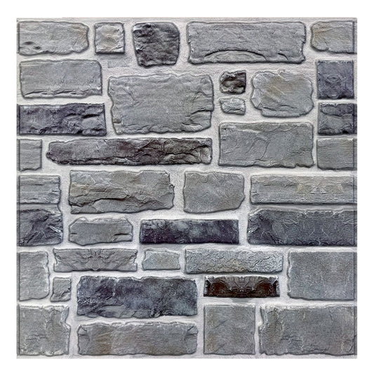 3D Smoke Rustic Stone Wall Panels Peel and Stick