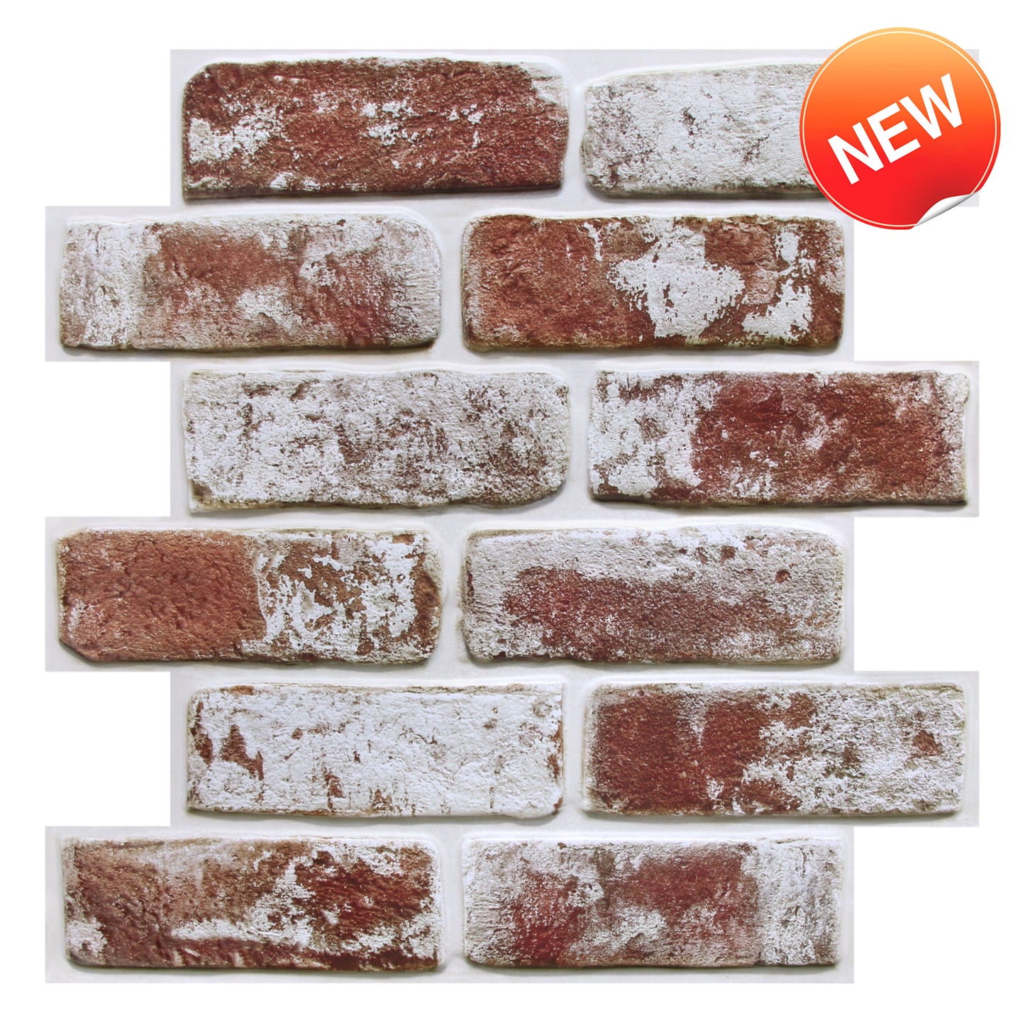 3D Vintage Red Whitewash Brick Wall Panels Peel and Stick