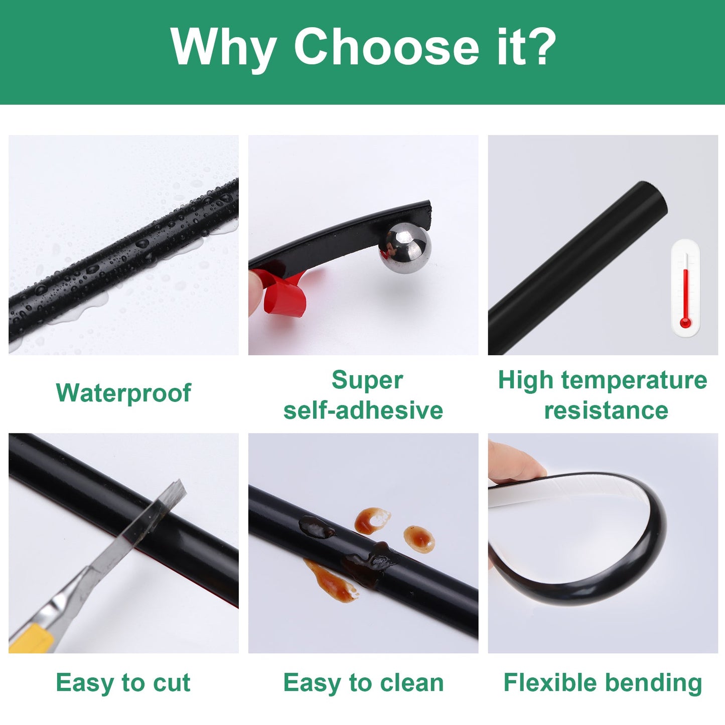Black Peel and Stick Tile Edge Trim Roll Pack