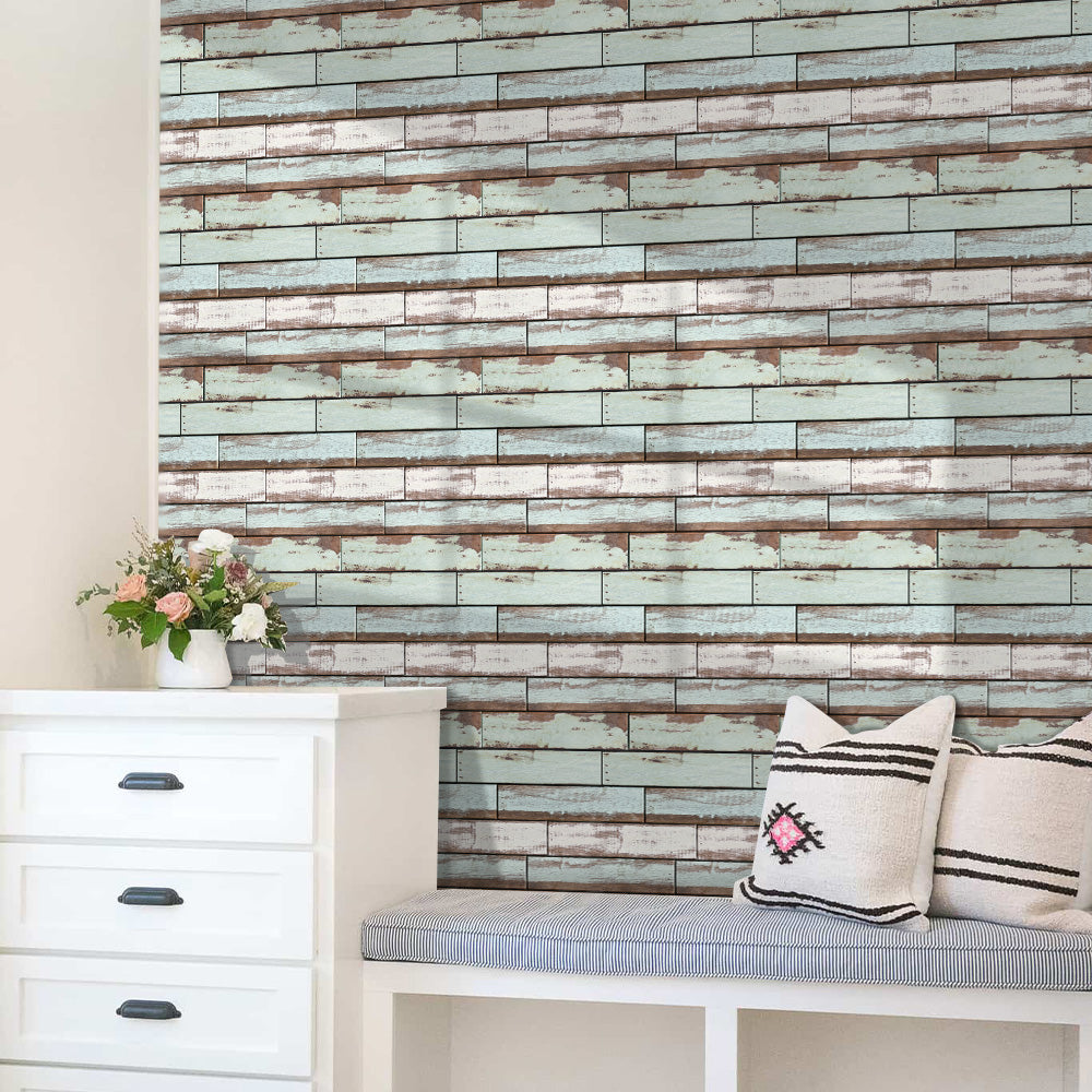 3D Vintage Green Shiplap Wood Wall Panels Peel and Stick