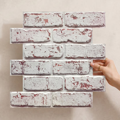 3D Whitewash Brick Wall Panels Peel and Stick