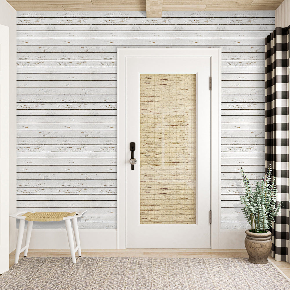 3D White Wood Grain Wall Panels Peel and Stick
