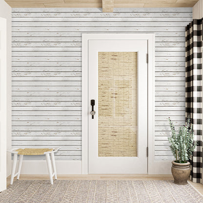 3D White Wood Grain Wall Panels Peel and Stick