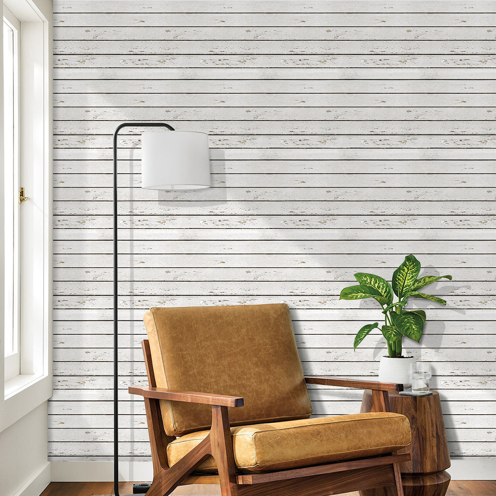 3D White Wood Grain Wall Panels Peel and Stick