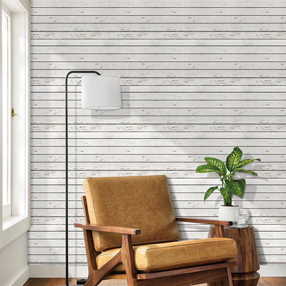 3D White Wood Grain Wall Panels Peel and Stick