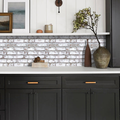 3D Rustic Whitewash Brick Wall Panels Peel and Stick
