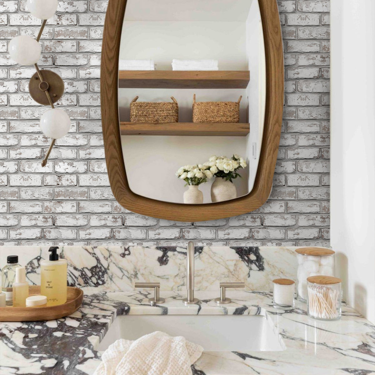 3D Rustic Whitewash Brick Wall Panels Peel and Stick