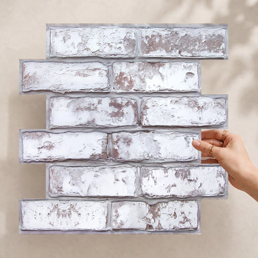 3D Rustic Whitewash Brick Wall Panels Peel and Stick