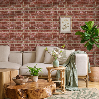3D Antique Red Brick Wall Panels Peel and Stick