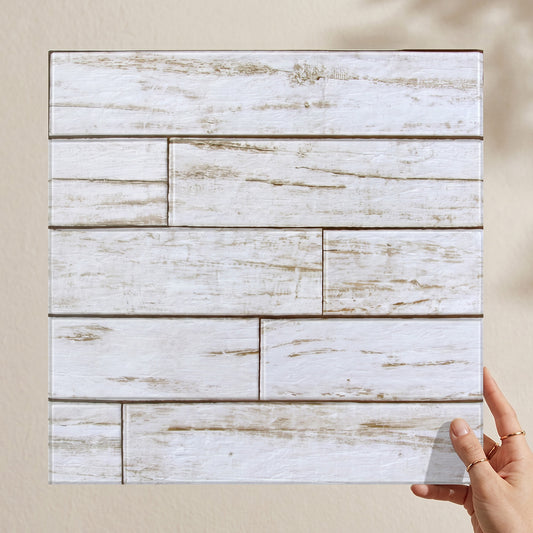 3D White Shiplap Wood Wall Panels Peel and Stick
