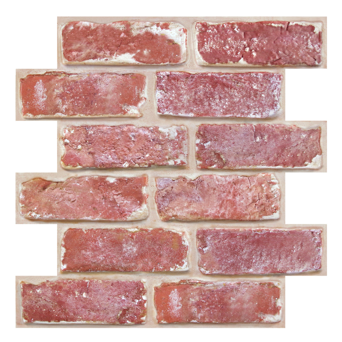 3D Old Red Rustic Brick Wall Panels Peel and Stick