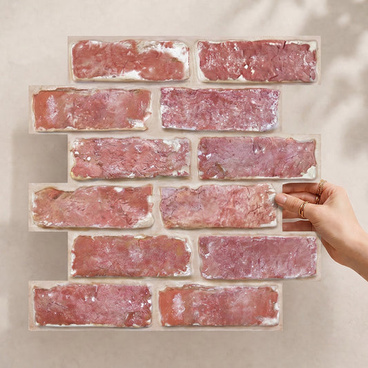 3D Old Red Rustic Brick Wall Panels Peel and Stick