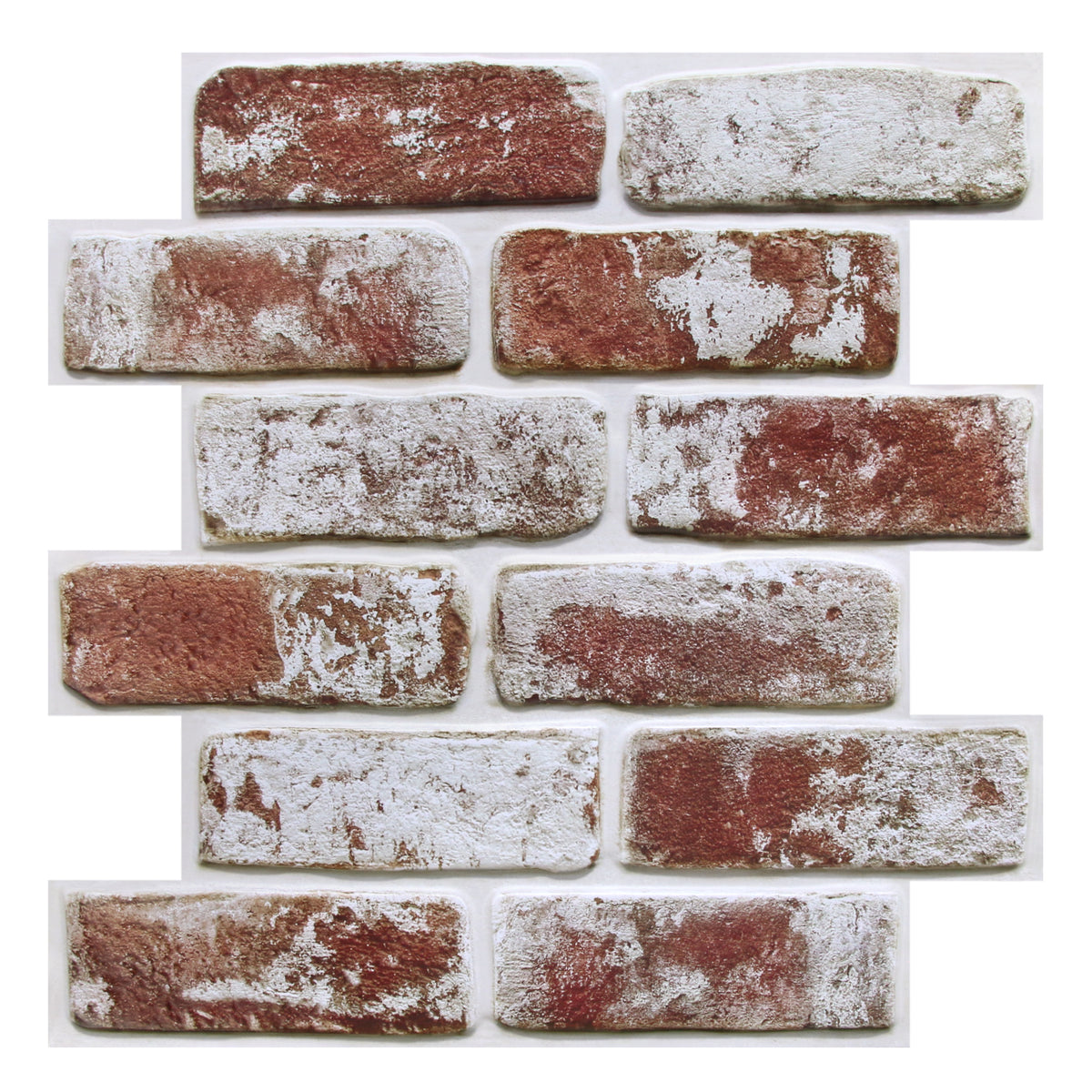 3D Vintage Red Whitewash Brick Wall Panels Peel and Stick