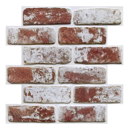 3D Vintage Red Whitewash Brick Wall Panels Peel and Stick