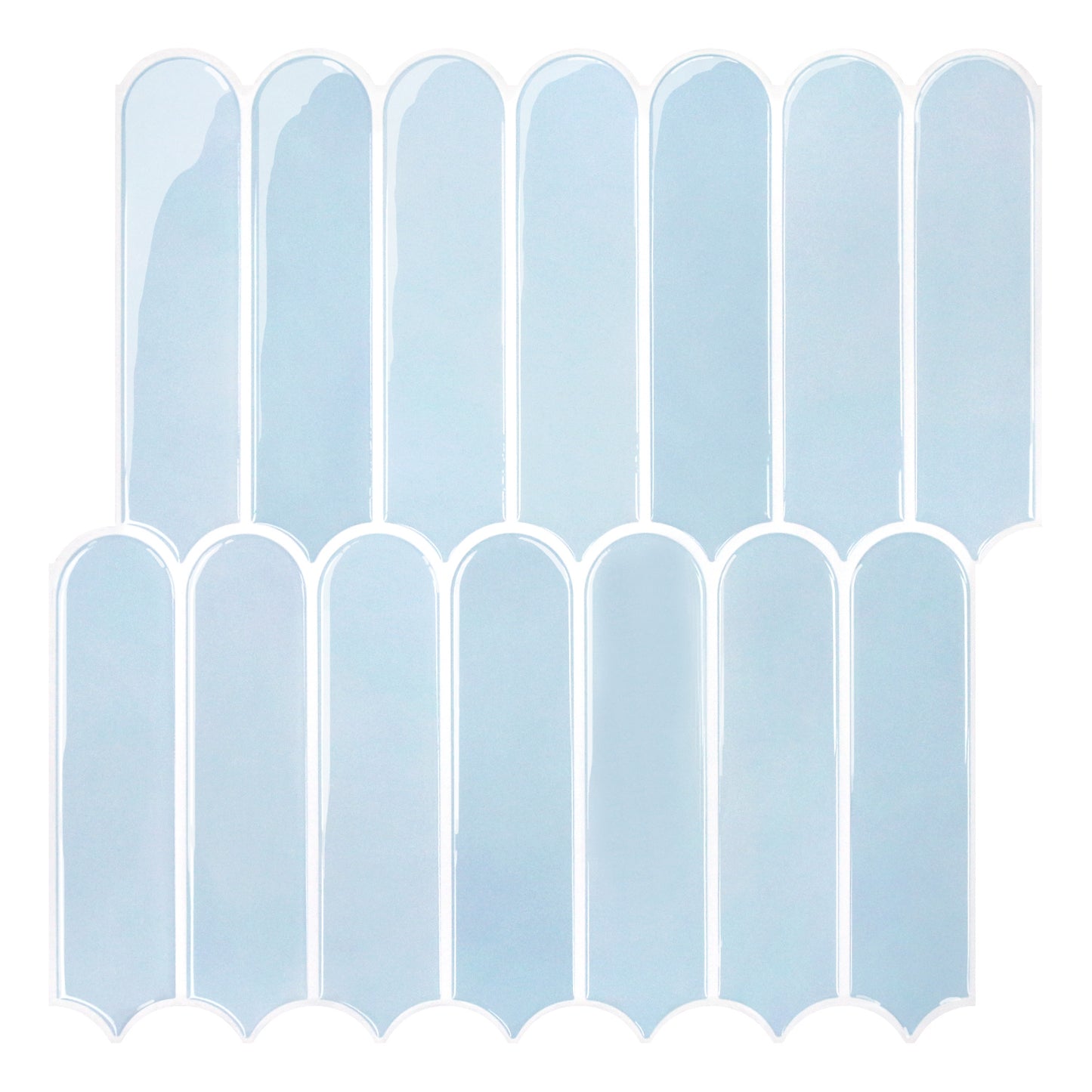 Fish Scale Peel and Stick Backsplash - Aqua Blue Thicker Design
