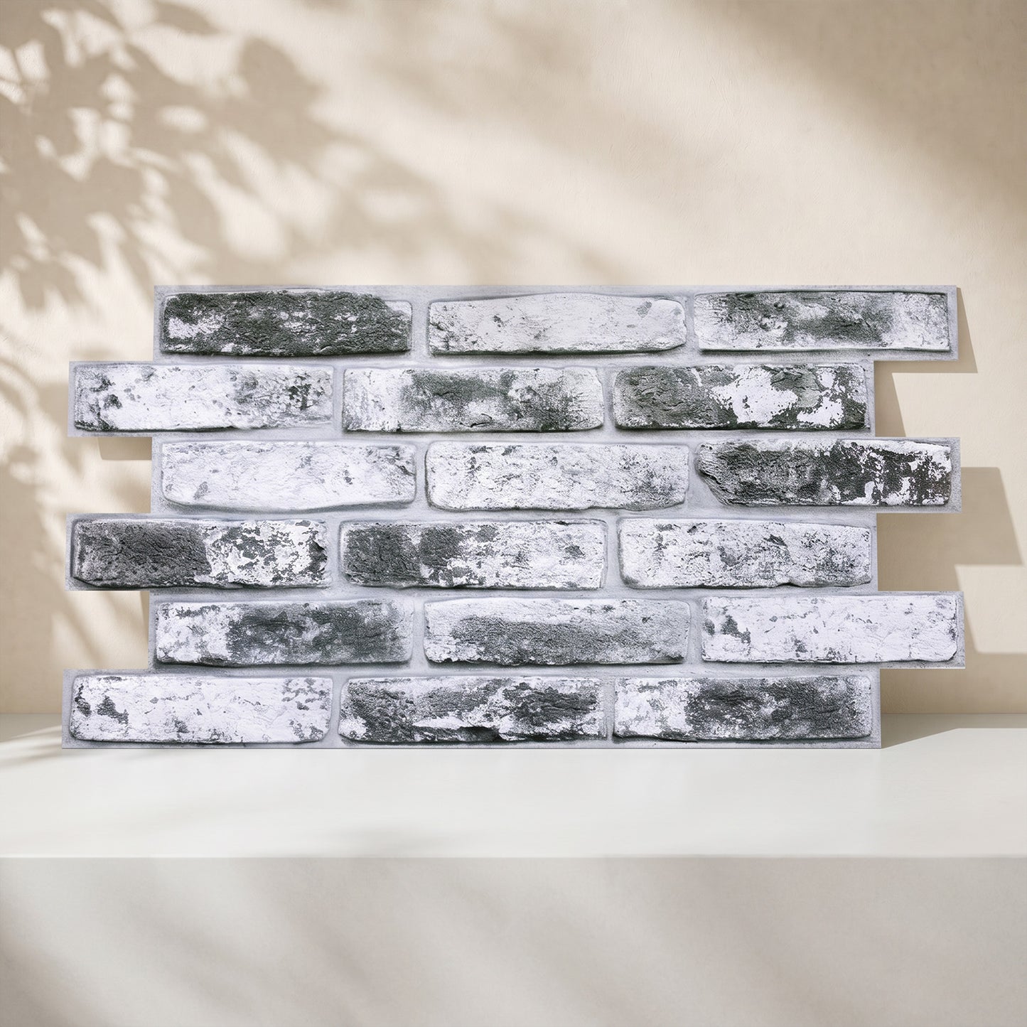 3D Gray Whitewash Brick Extra Large Wall Panels Peel and Stick