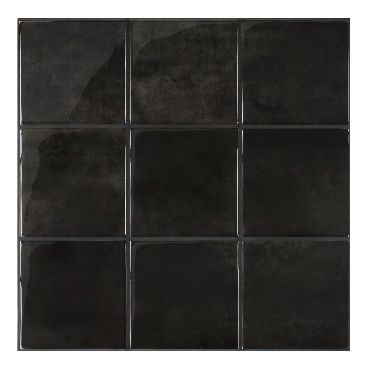 Square Peel and Stick Backsplash - Black Thicker Design