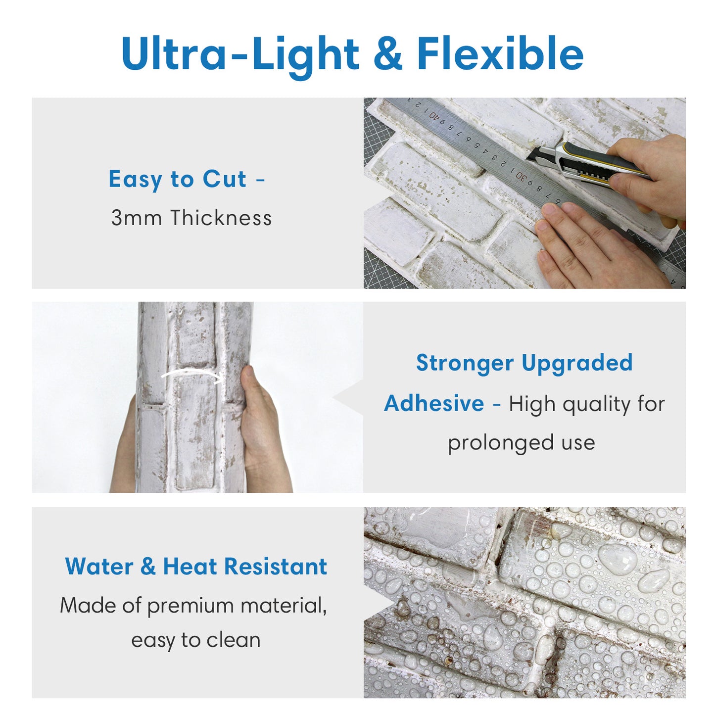 3D Lavender Gray Whitewash Brick Wall Panels Peel and Stick
