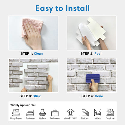 3D Lavender Gray Whitewash Brick Wall Panels Peel and Stick