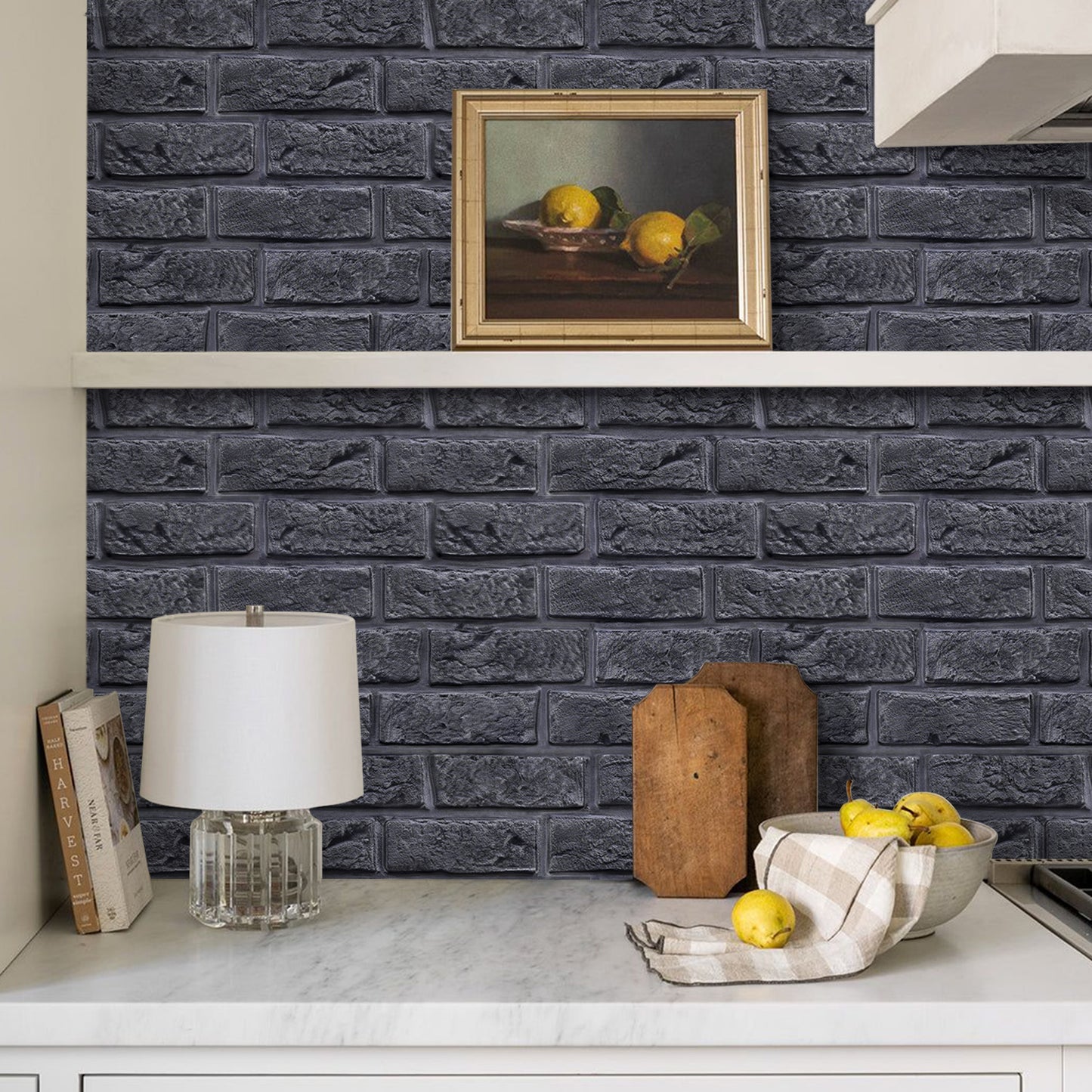 3D Black Brick Wall Panels Peel and Stick