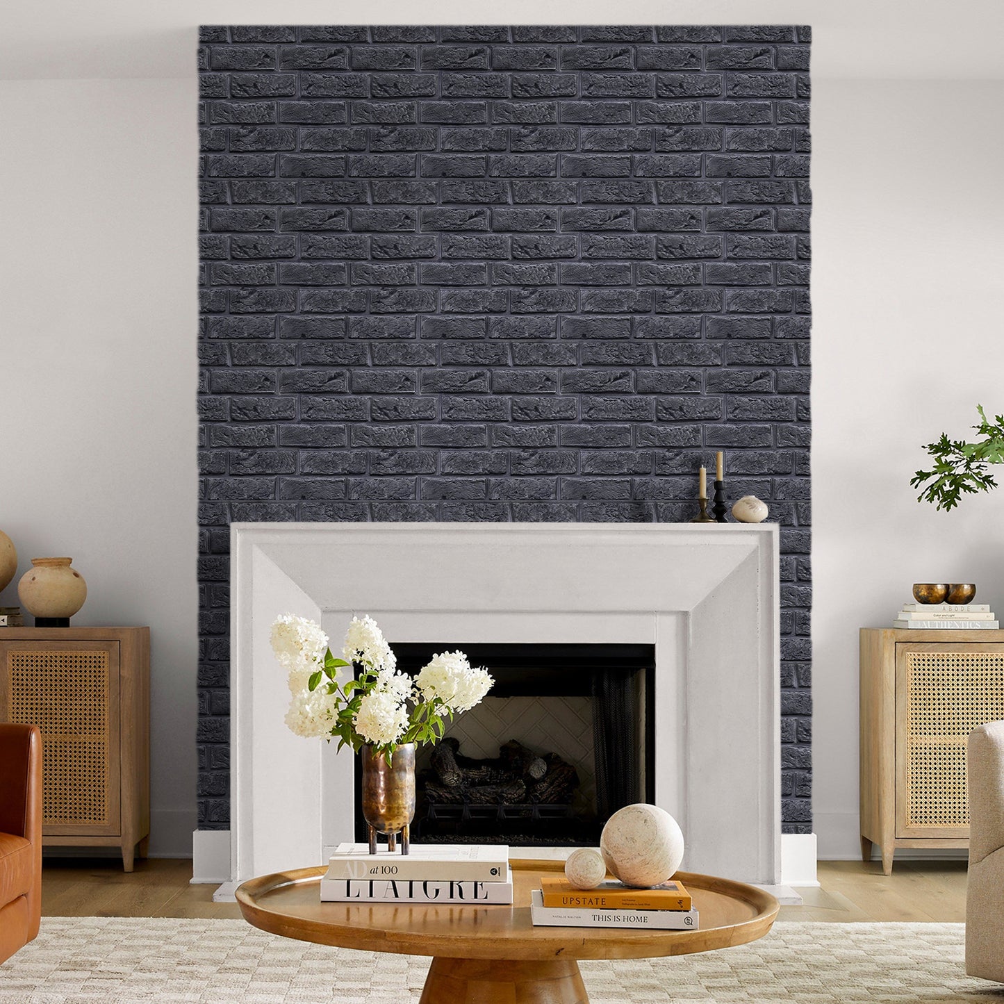 3D Black Brick Wall Panels Peel and Stick