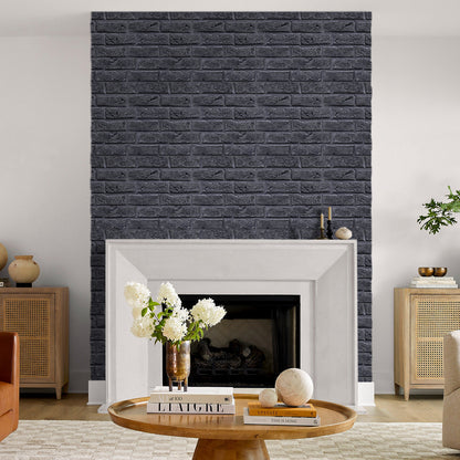 3D Black Brick Wall Panels Peel and Stick